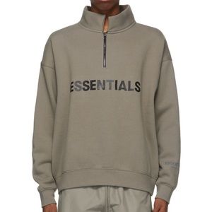 Fear of God Essentials Half-Zip Mock Neck Sweatshirt Taupe/Cement Large